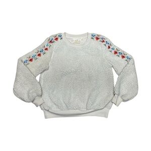 Anthropologie Maeve Embroidered Sherpa Sweater